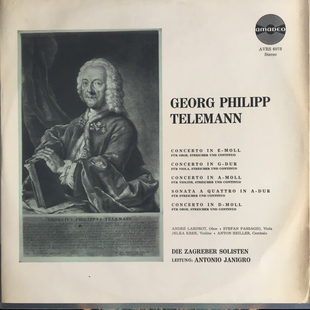 Georg Philipp Telemann, Die Zagreber Solisten Antonio Janigro Concertos LP