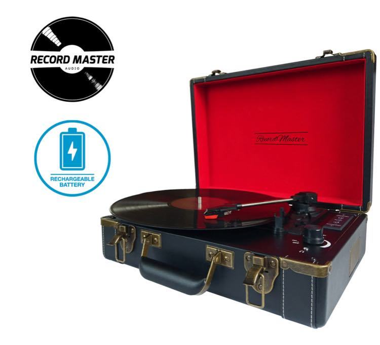 RECORD MASTER T310CH ŞARJLI PİKAP - 33, 45, 78 Devir Plak Çalar - Plak Temizleme Solüsyonu Hediyeli