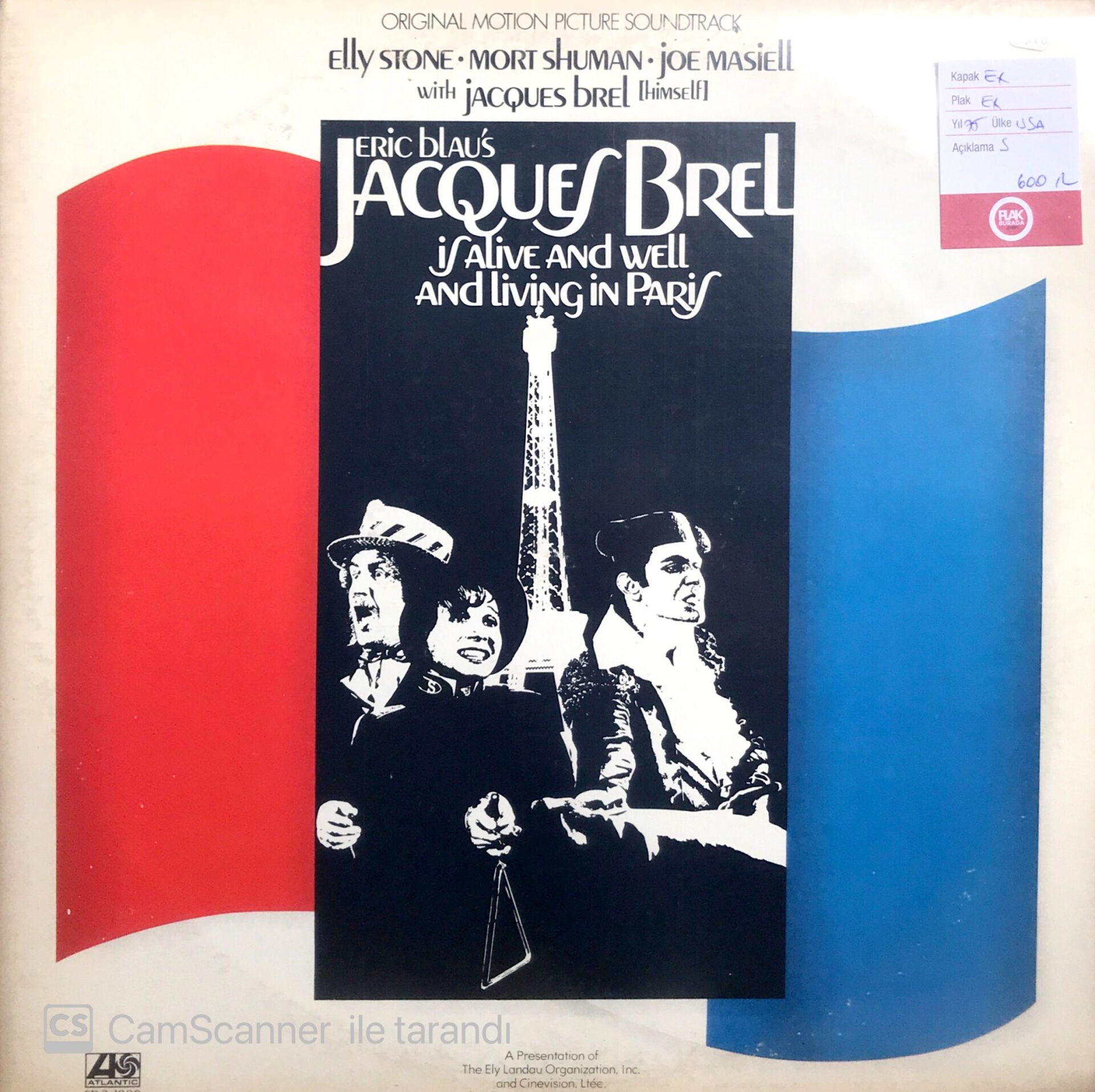 Eric Blaus Jacques Brel Is Alive And Well And Living In Paris Original Motion Soundtrack Double LP