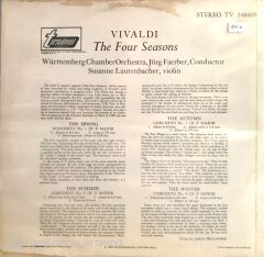 Vivaldi Württemberg Chamber Orchestra Jörg Faerber, Susanne Lautenbacher ‎– The Four Seasons LP