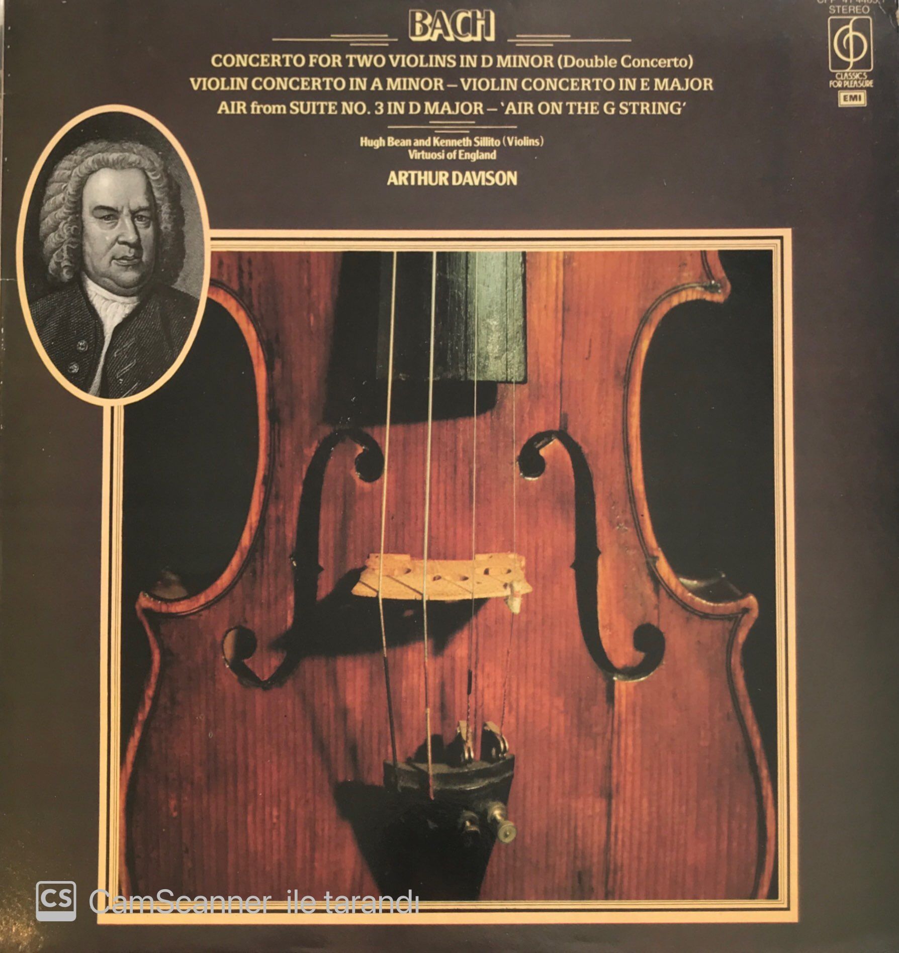 Bach Concerto For Two Violins In D Minor ( Double Concerto) Arthur Davison LP