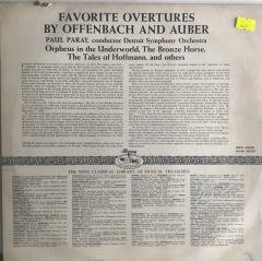 Paul Paray Conducting Detroit Symphony Orchestra ‎– Favorite Overtures By Offenbach & Auber LP