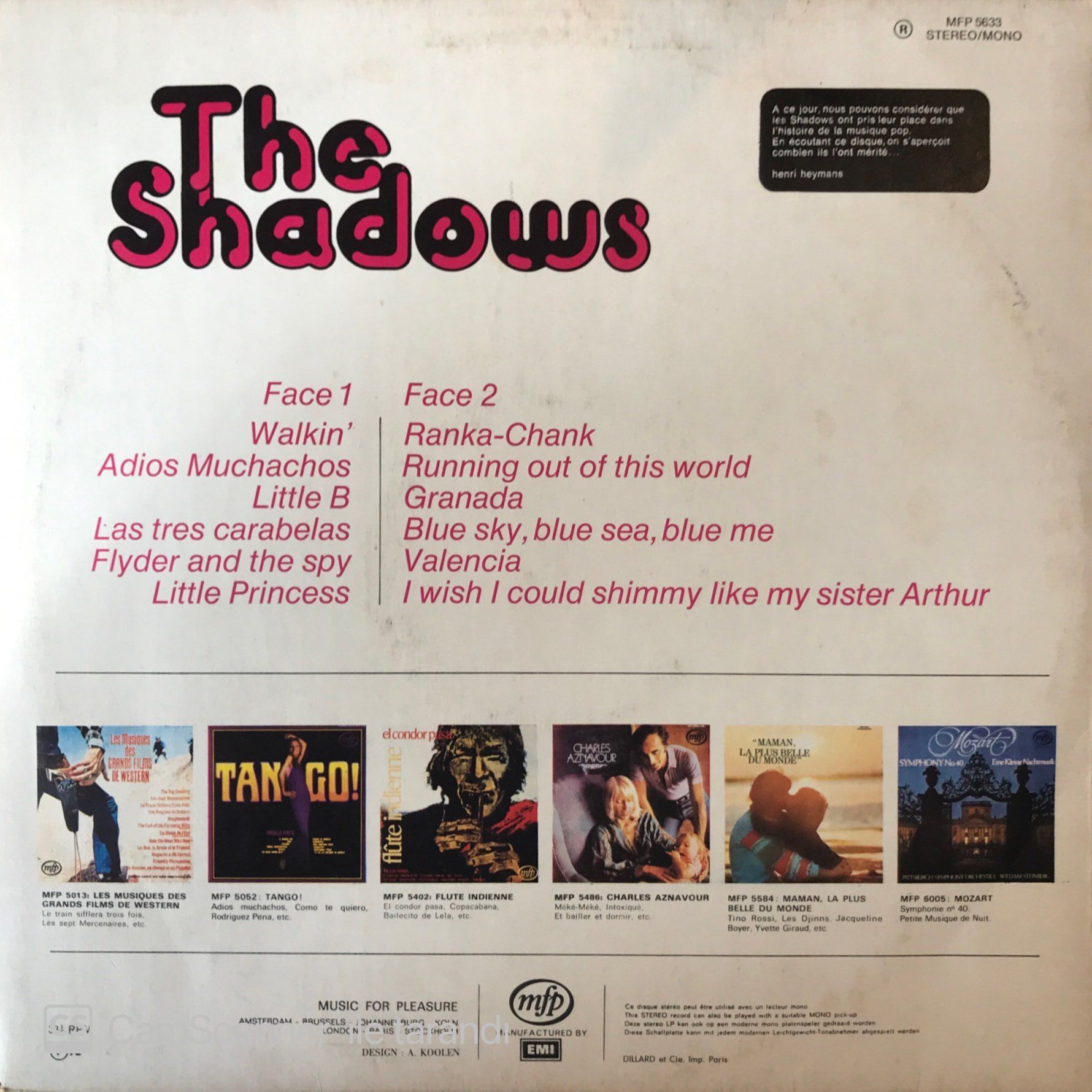 The Shadows - Les Shadows LP Plak Satın Al