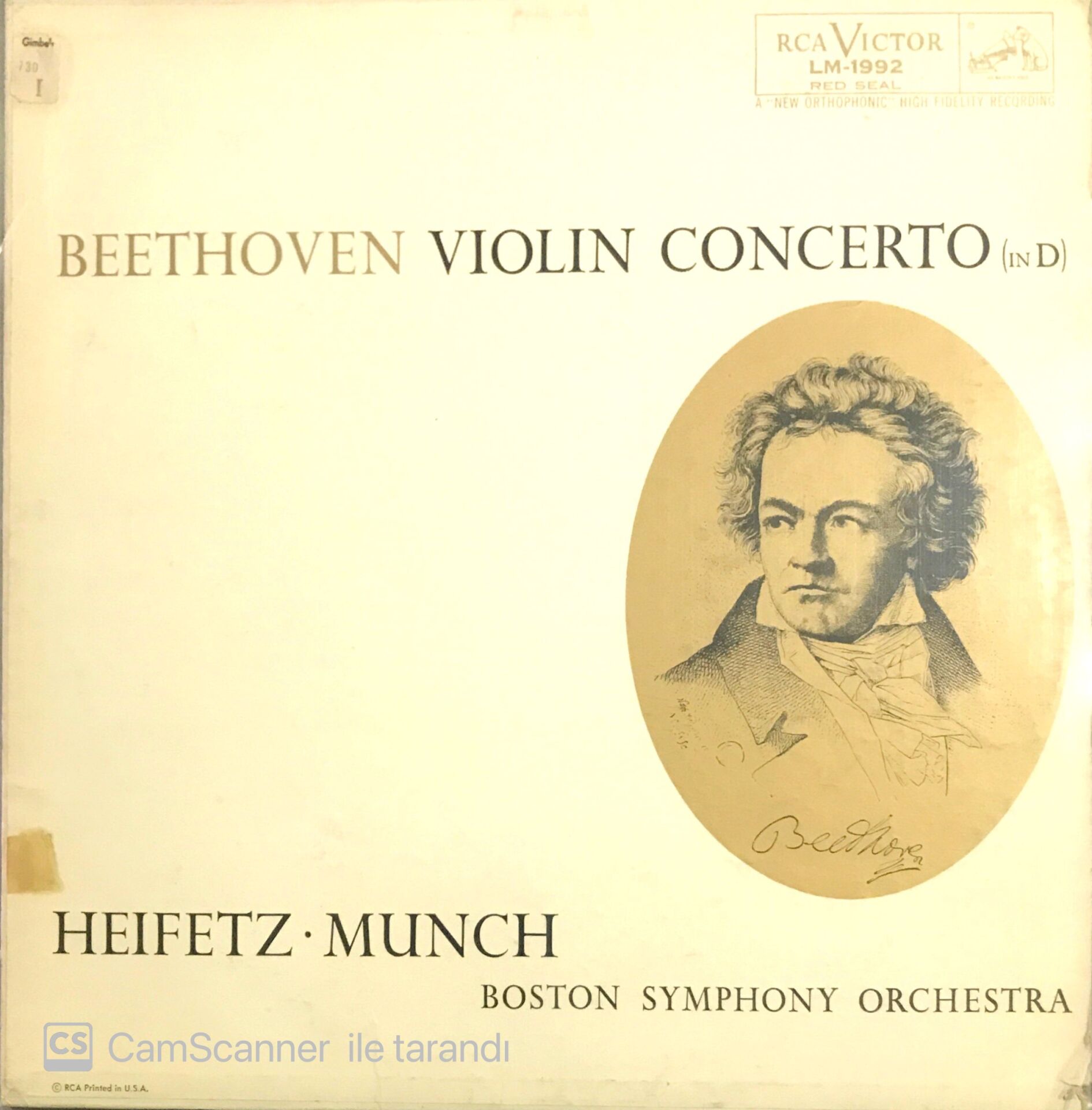 Beethoven Violin Concerto Heifetz Munch LP