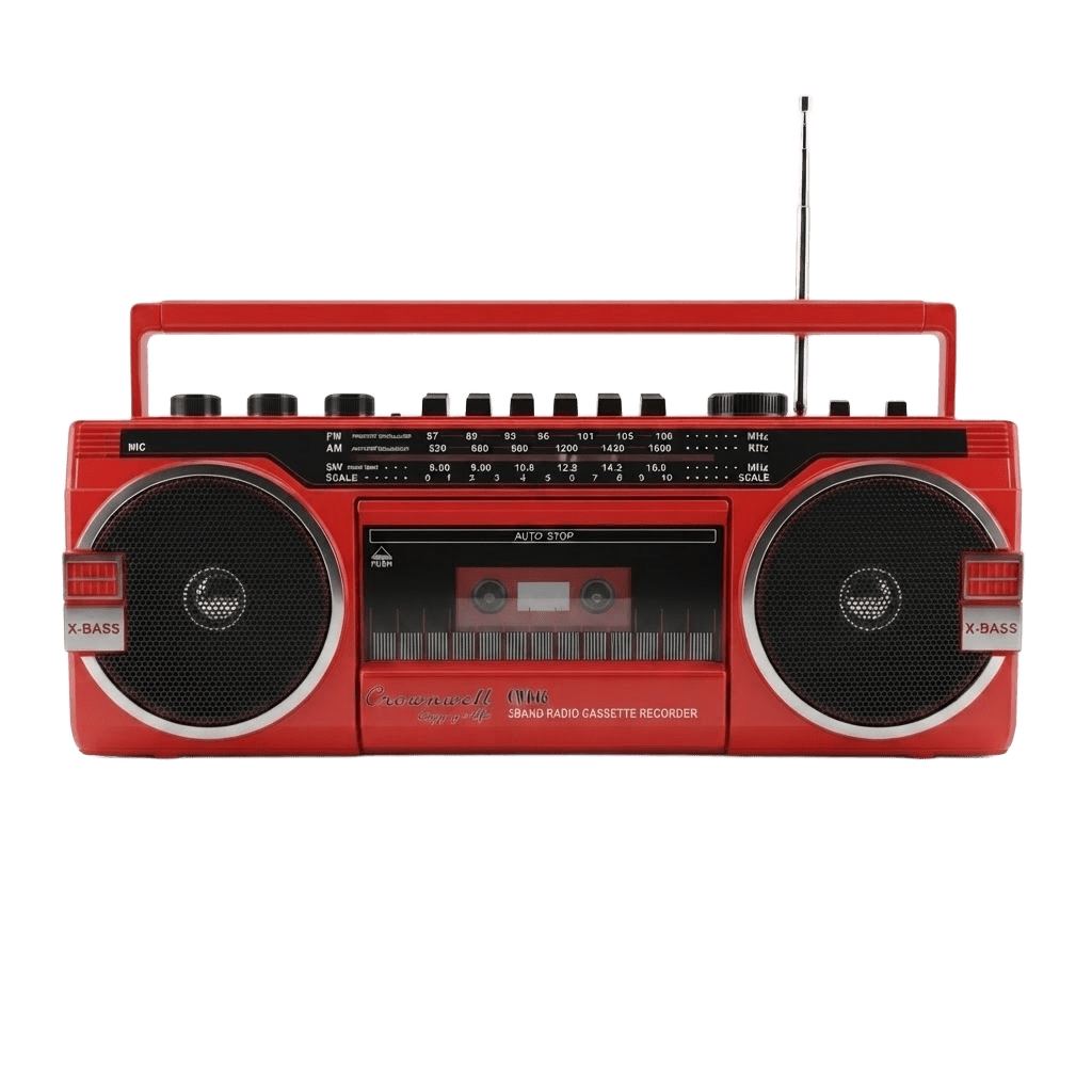 Crownwell Kasetçalar Bluetooth'lu Nostaljik Kasetçalar ve Radyo Kırmızı Renk