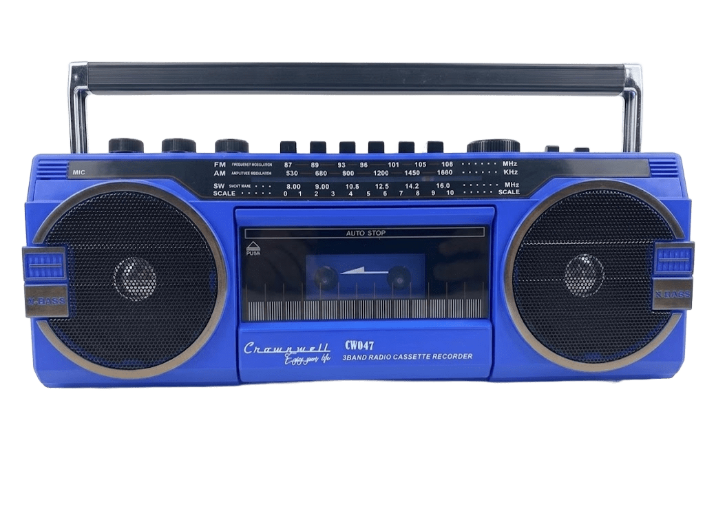 Crownwell Kasetçalar Bluetooth'lu Nostaljik Kasetçalar ve Radyo Mavi Renk