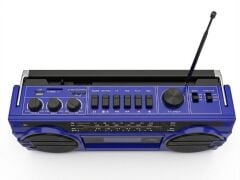 Crownwell Kasetçalar Bluetooth'lu Nostaljik Kasetçalar ve Radyo Mavi Renk