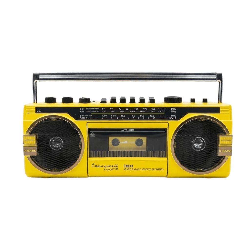 Crownwell Kasetçalar Bluetooth'lu Nostaljik Kasetçalar ve Radyo Sarı Renk