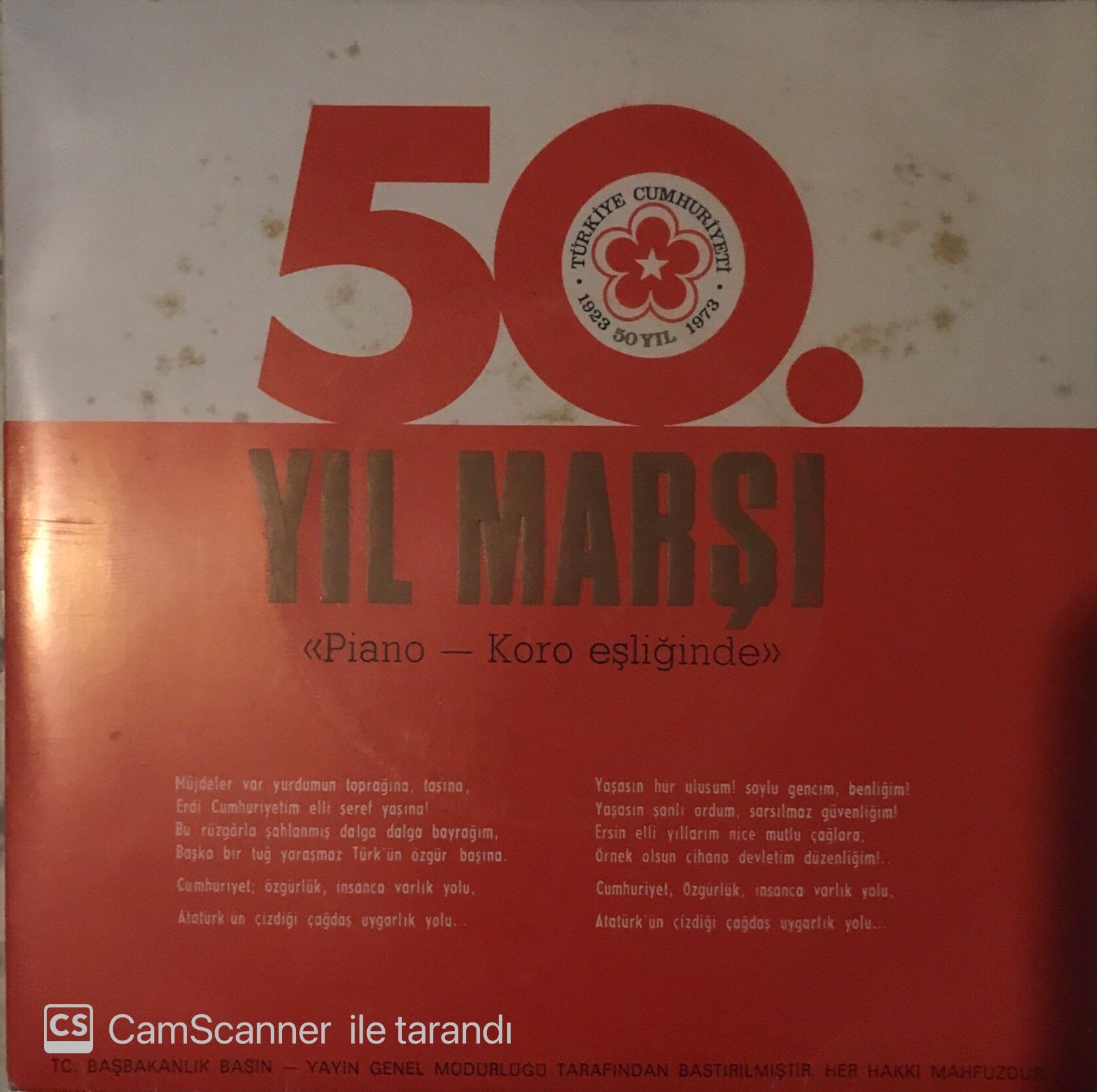 Cumhuriyetimizin 50. Yıl Marşı 45lik