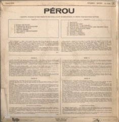Folklore Et Musiques Del'univers Perou LP