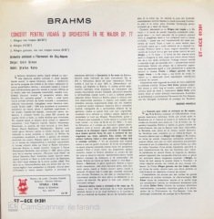Brahms Concert Pentru Vioara Şı Orchestra In Re Major LP
