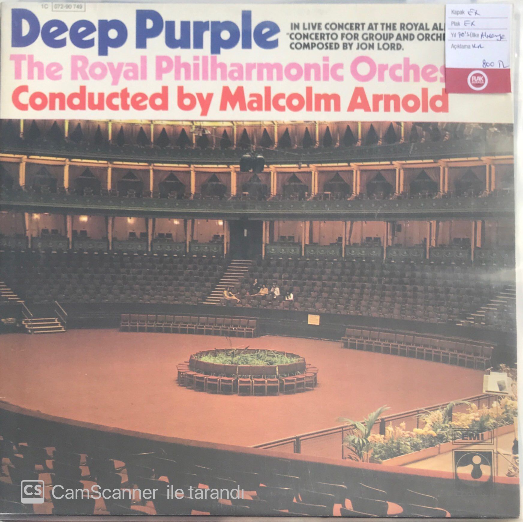 Deep Purple The Royal Philharmonic Orchestra Conducted By Malcolm Arnold Concerto LP
