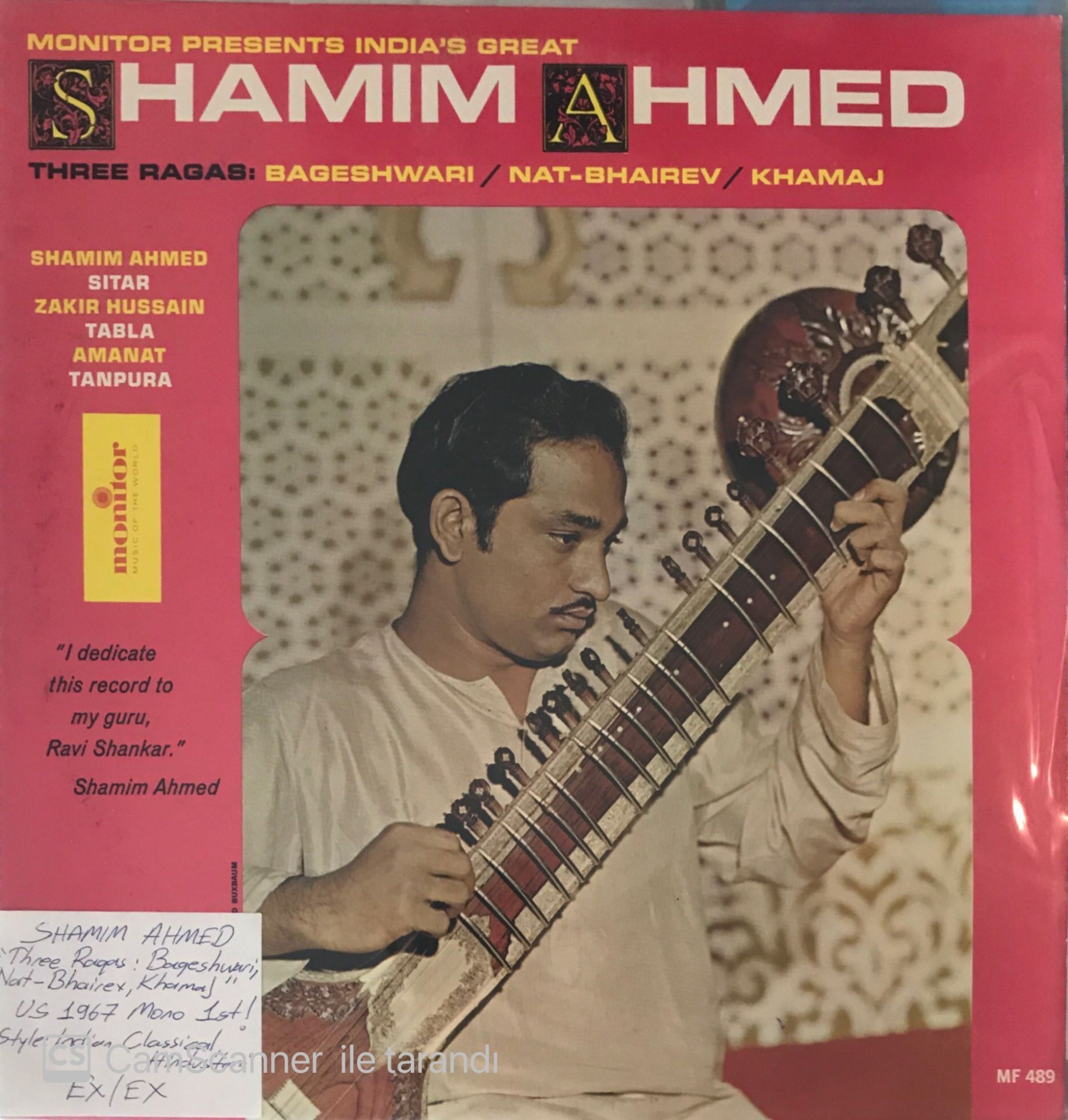 Shamim Ahmed - Three Ragas: Bageshwari / Nat - Bhairev / Khamaj LP