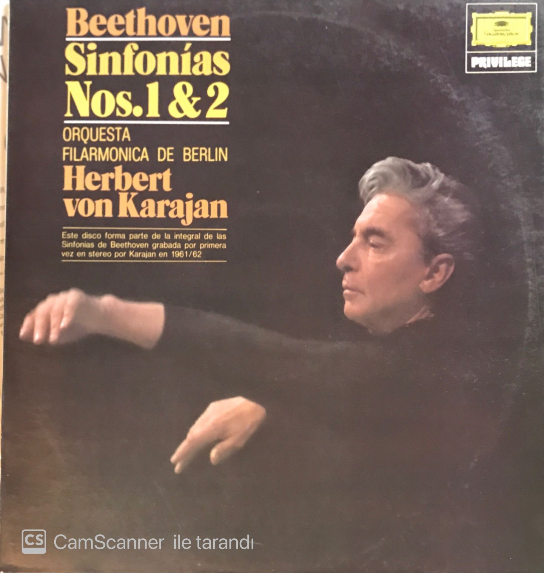 Beethoven Sinfonias Nos. 1 & 2 Orquesta Fılarmonica De Berlin Herbert Von Karajan LP