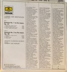Beethoven Sinfonias Nos. 1 & 2 Orquesta Fılarmonica De Berlin Herbert Von Karajan LP