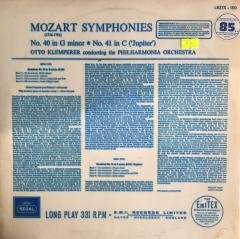 Mozart / Otto Klemperer  Philharmonia Orchestra ‎ Symphonies No. 40 In G Minor - No. 41 In C Major, ''Jupiter'' LP