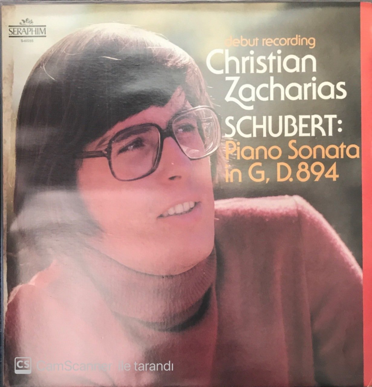 Debut Recording Christian Zacharias Schubert Piano Sonata In G. D. 894 LP