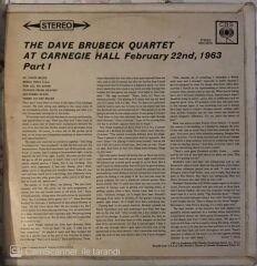 The Dave Brubeck Quartet At Carnegie Hall Part 1 LP