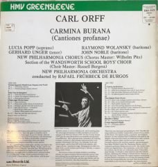 Carl Orff: Carmina Burana Rafael Frühbeck De Burgos LP