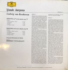 Karajan Beethoven Sinfonia No.2 Sinfonia no.7 Orquestra Filarmonica De Berlin LP