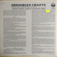 Trappist Monks' Choir Of Cistercian Abbey  Gregorian Chants Grand Prix Du Disque Volume II LP