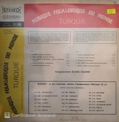 Musiaue Folklorique Du Monde Turquie LP
