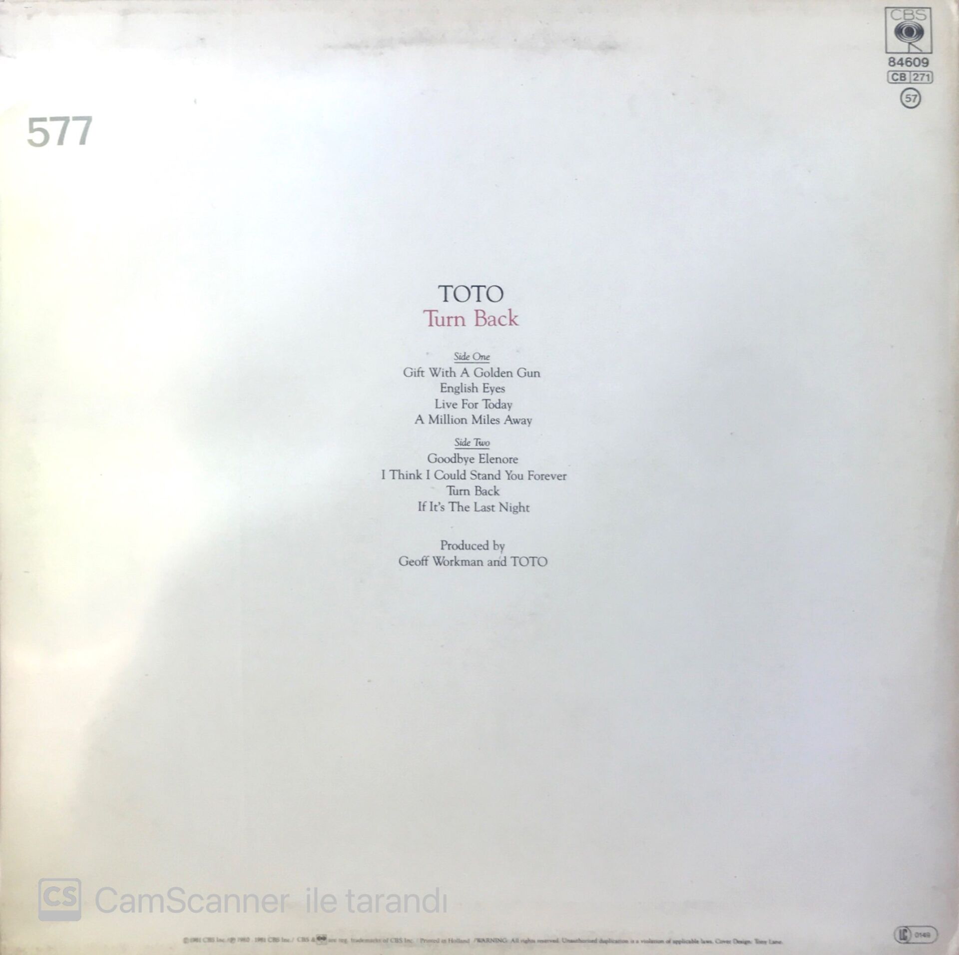 Toto / Turn Back LP Plak Satın Al