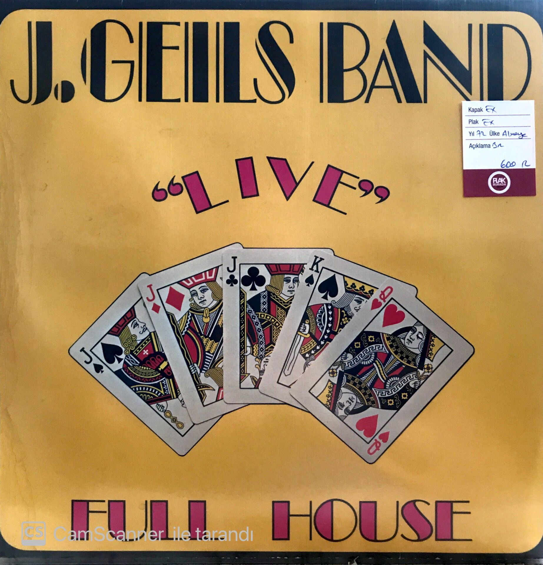 J. Geils Band - Full House Live LP