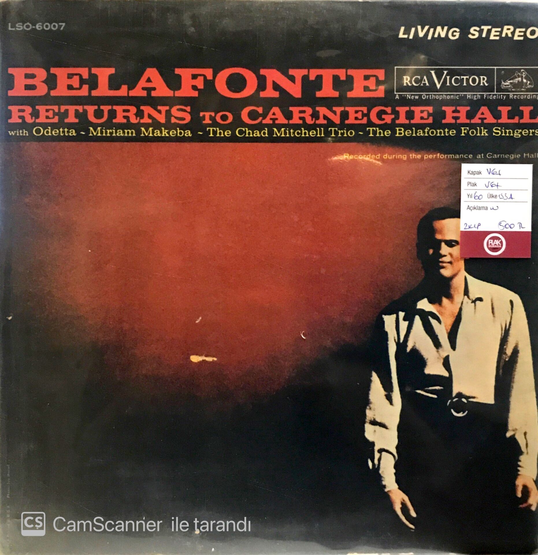 Belafonte Returns To Carnegie Hall Double LP