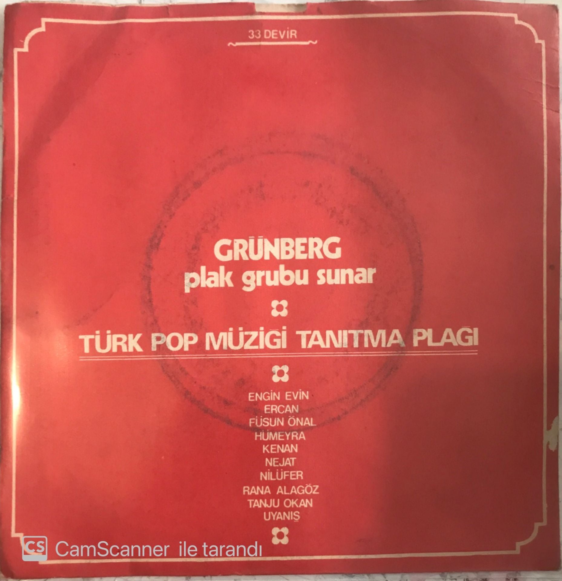 Grünberg Türk Pop Müziği Tanıtma Plağı 45lik