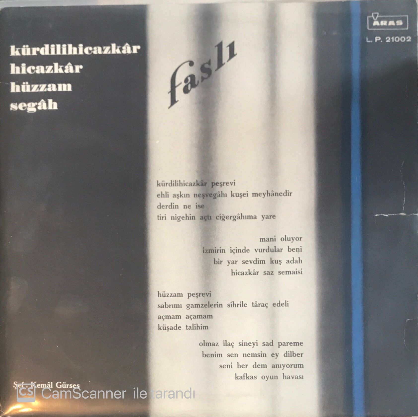 Kürdilihicazkar Hicazkar Hüzzam Segah Faslı LP