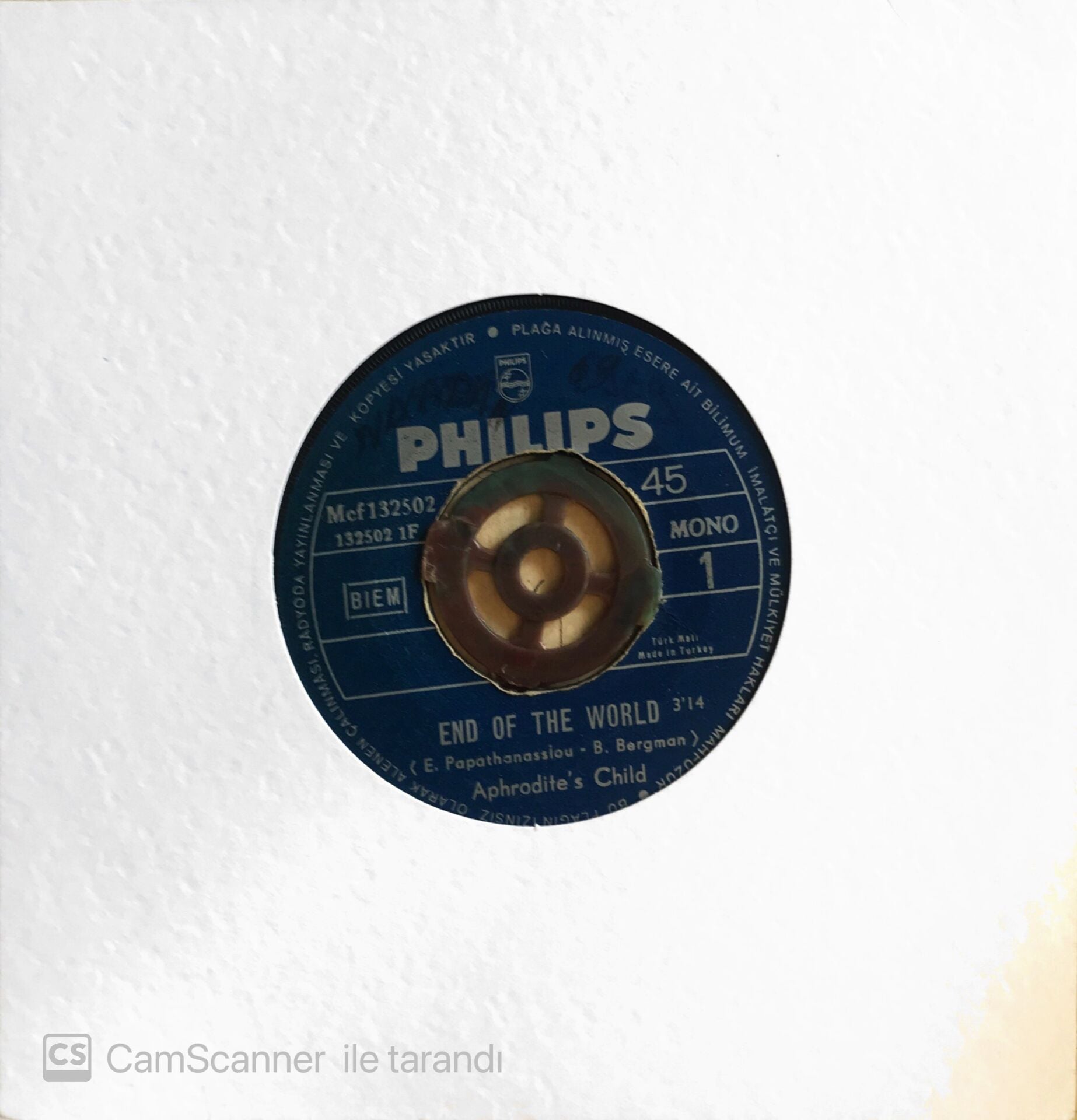 Aphrodite's Child - End Of The World/You Always Stand In My Way - 45'lik