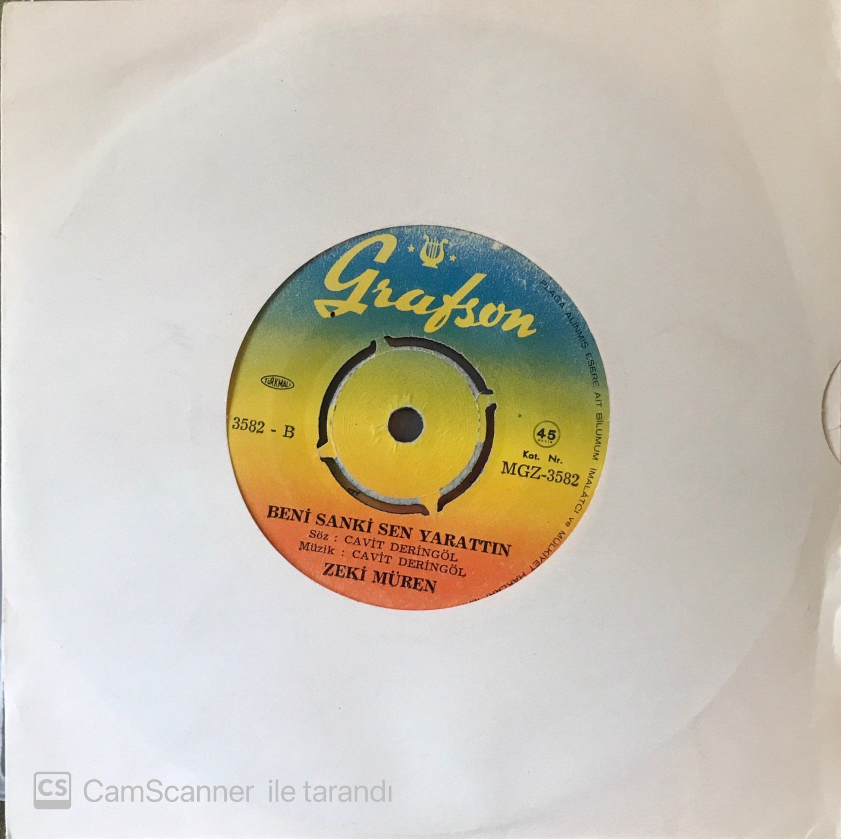 Zeki Müren Beni Sanki Sen Yarattın 45lik
