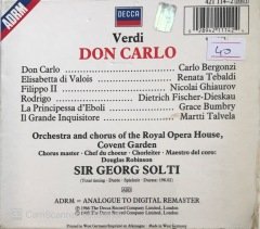 Verdi Don Carlo Bergonzi Tebaldi Ghiaurov Fischer Dieskau Bumbry Solti CD