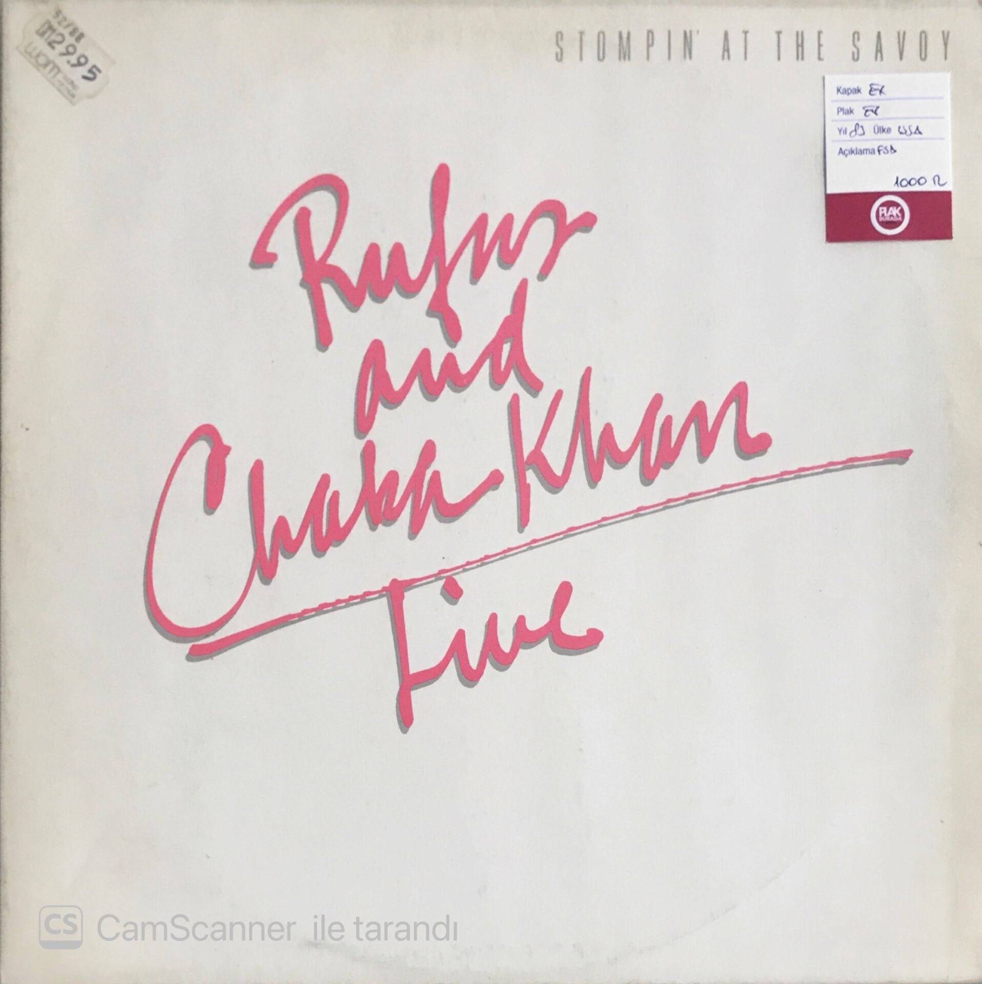 Rufus And Chaka Khan - Stompin' At The Savoy (Live) - LP