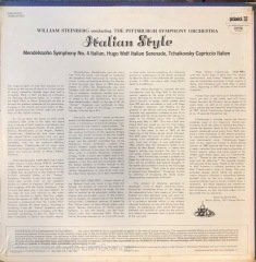William Steinberg Italian Style Conducting The Pittsburgh Symphony Orchestra LP