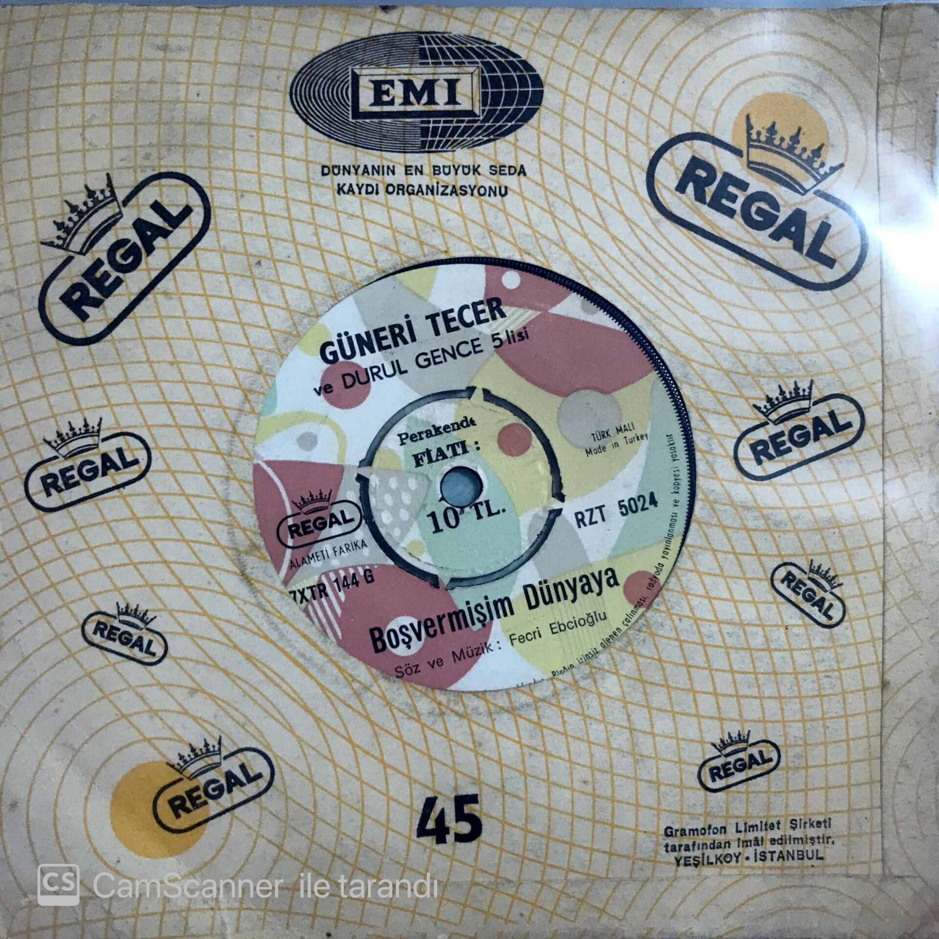 Güneri Tecer Boşvermişim Dünyaya 45lik