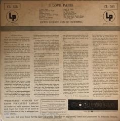Michel Legrand And His Orchestra - I Love Paris LP