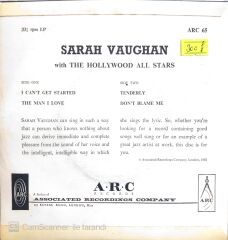 Sarah Vaughan With The Hollywood All Stars - I Can't Get Started-The Man I Love/Tenderly-Don't Blame Me - 45'lik