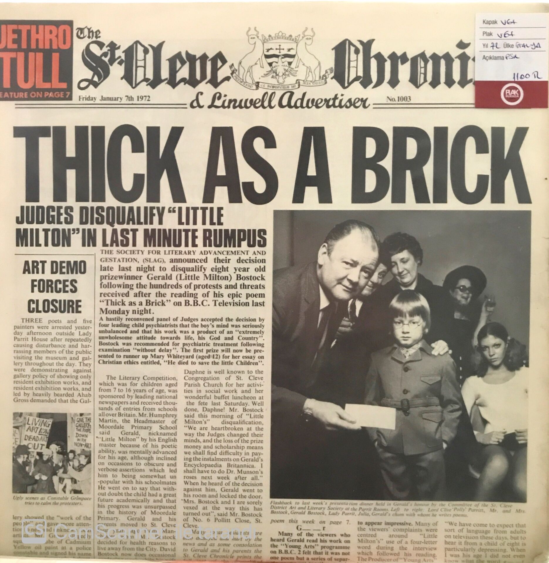 Jethro Tull Thick As A Brick LP