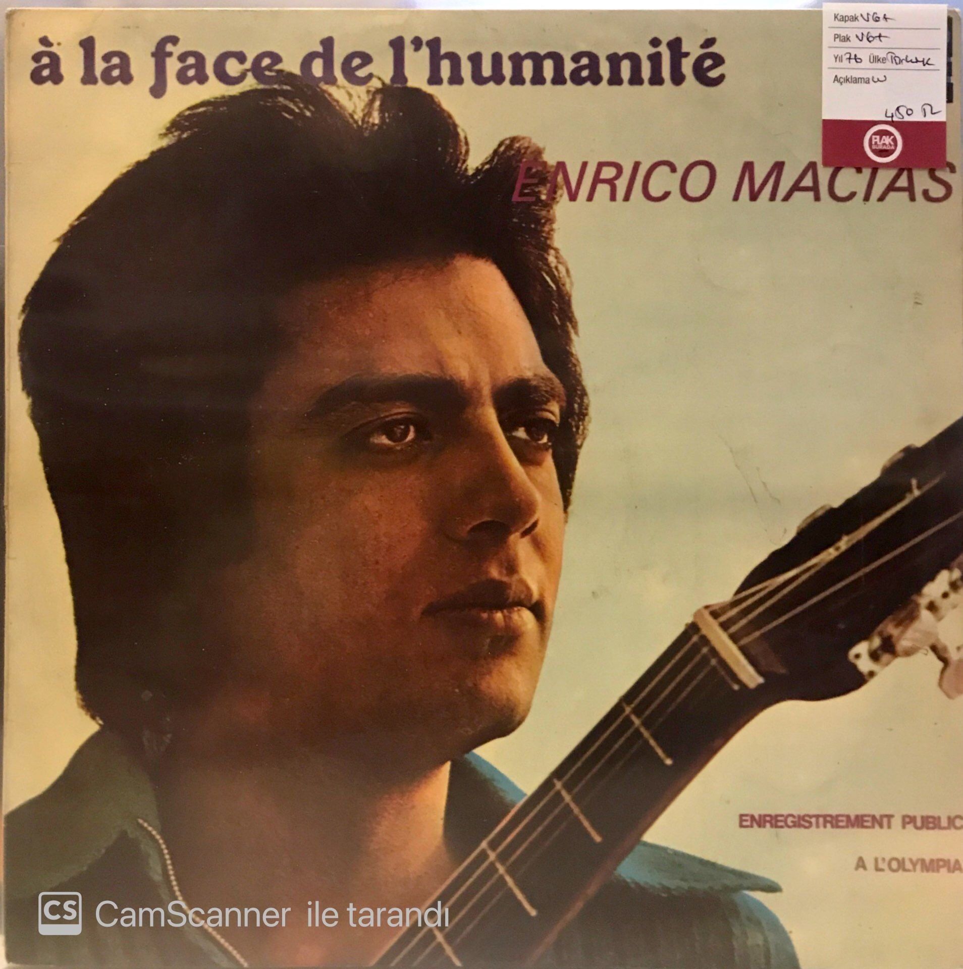 Enrico Macias - A La Face de L'Humanite LP
