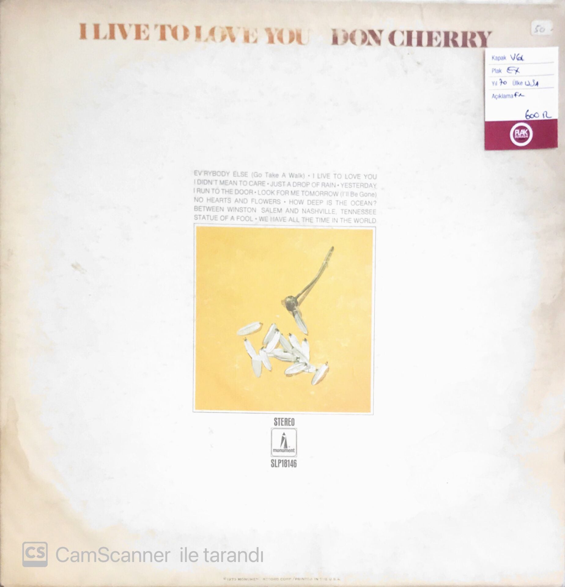 Don Cherry - Live To Love You - LP