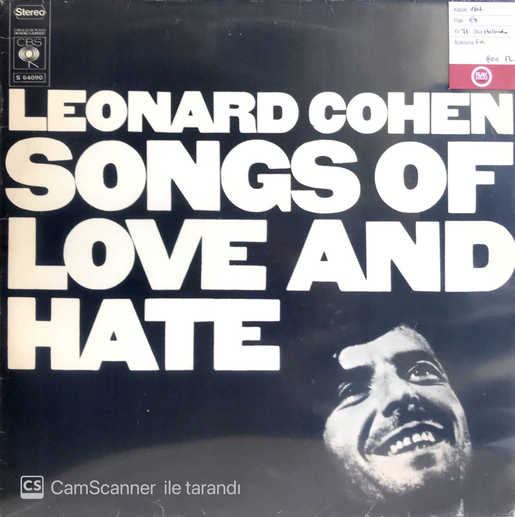 Leonard Cohen - Songs Of Love And Hate LP