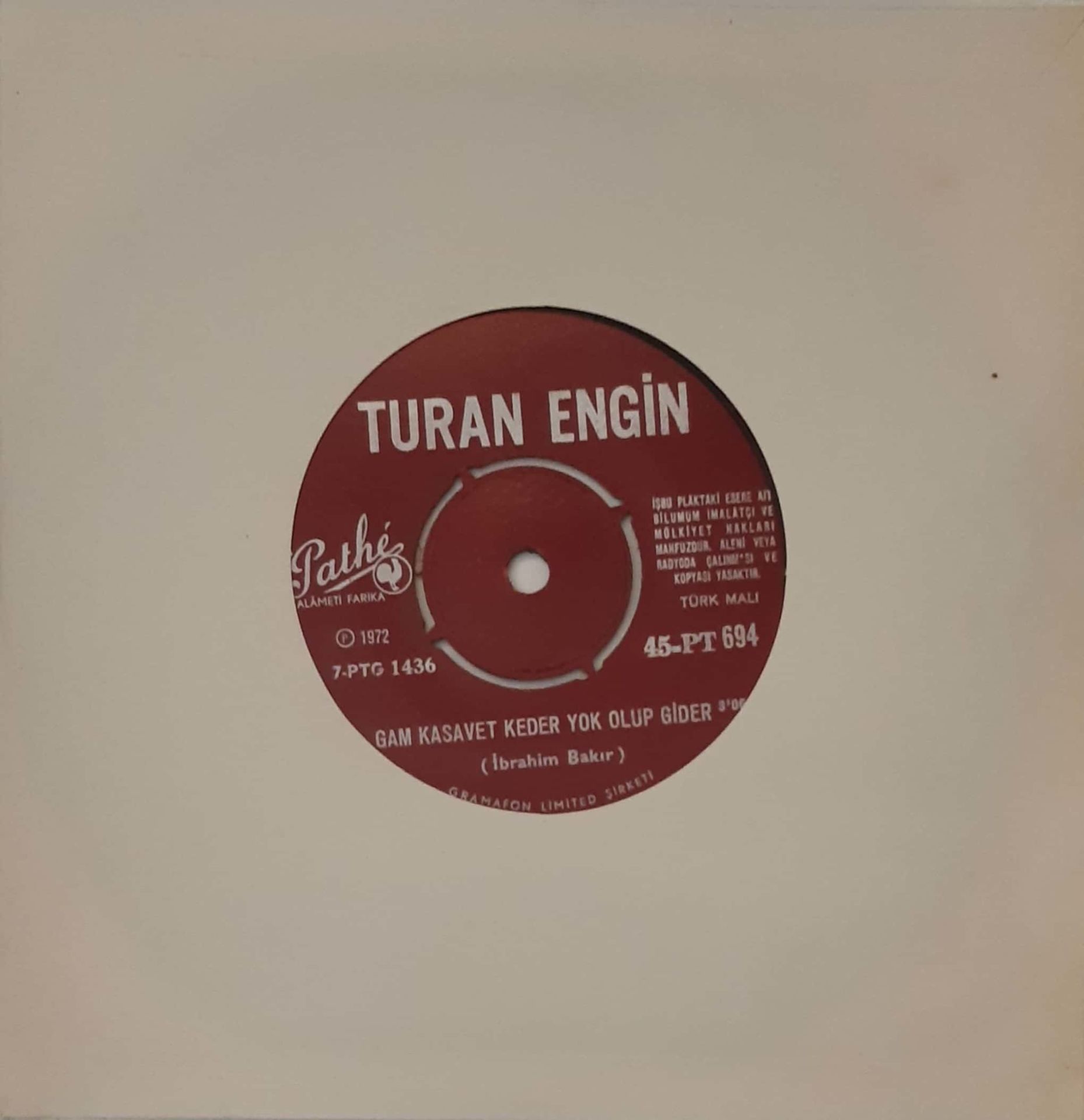 Turan Engin Gam Kasavet Keder Yok Olup Gider 45lik