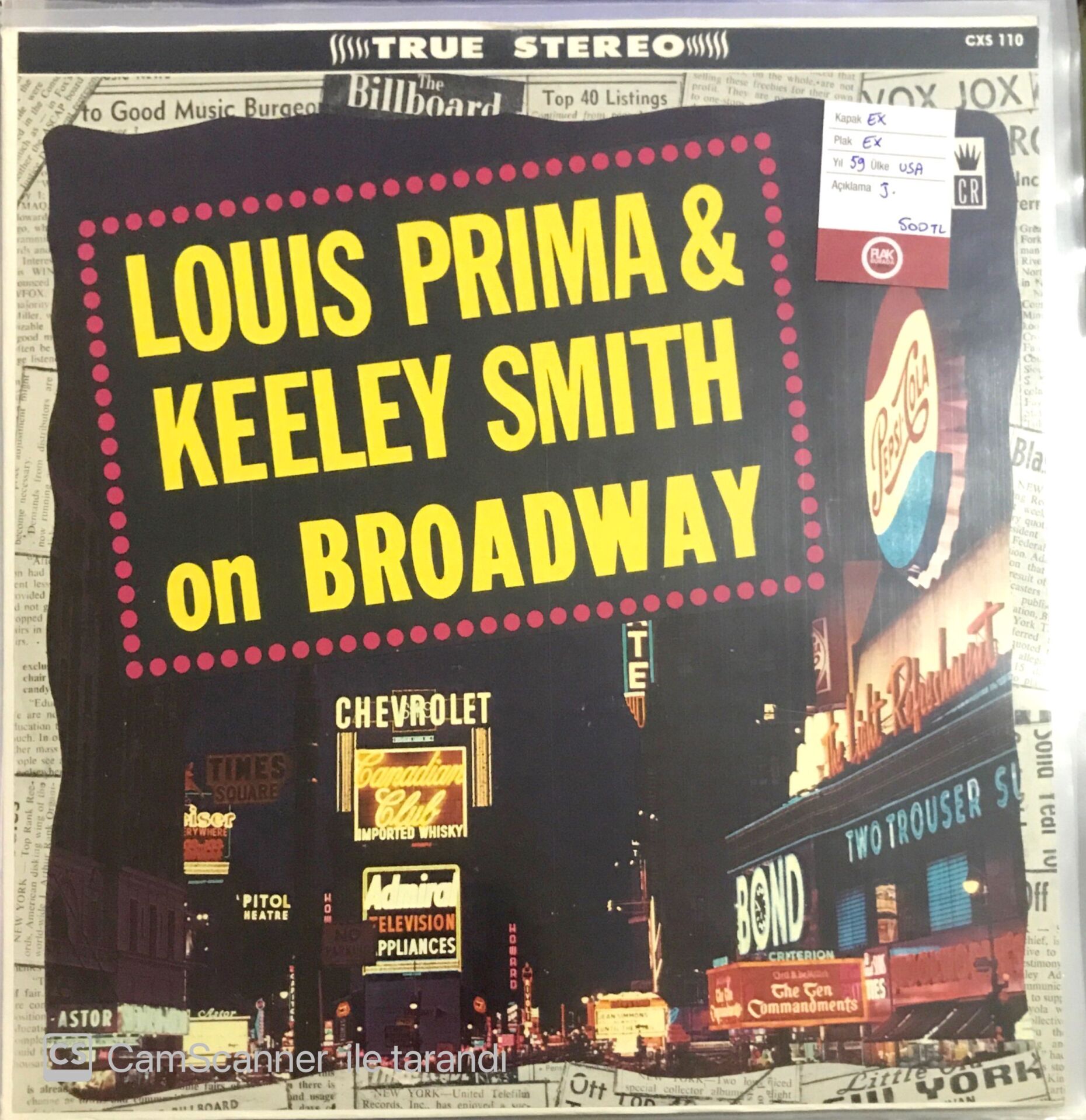 Louis Prima & Keeley Smith on Broadway LP