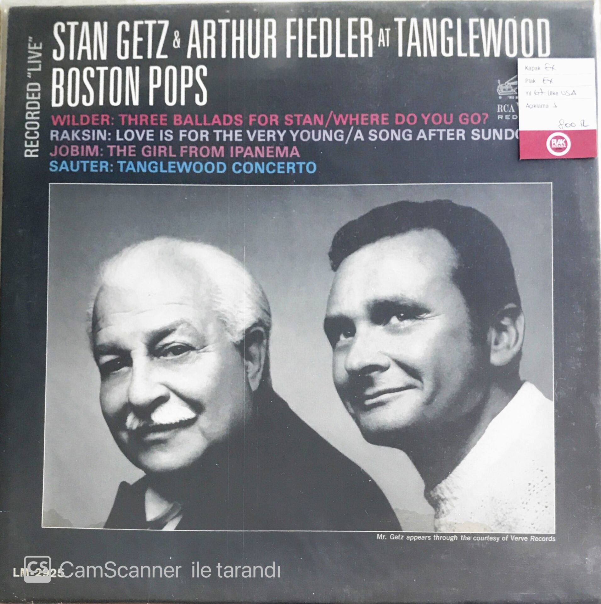 Stan Getz & Arthur Fiedler At Tanglewood Boston Pops - LP