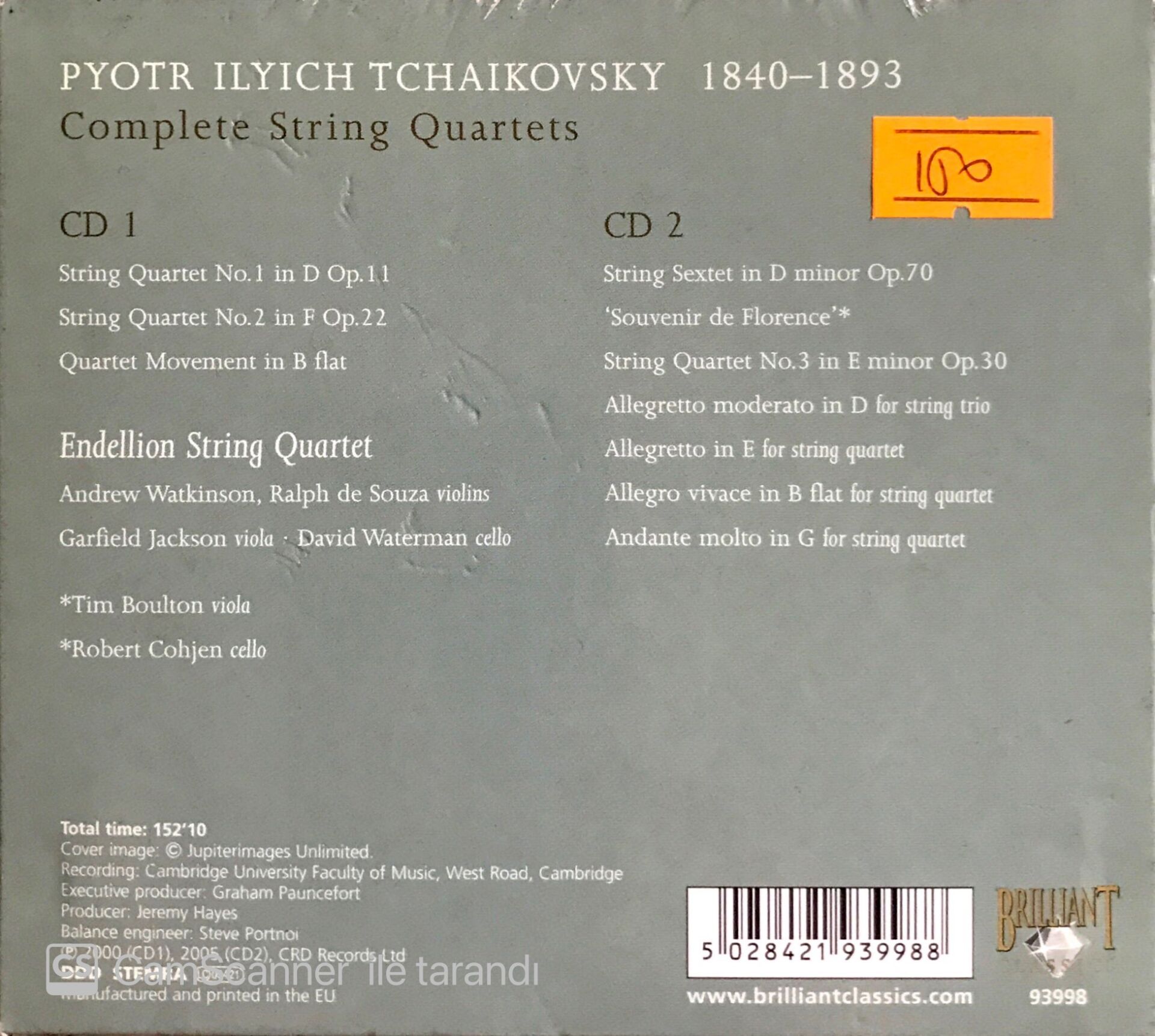 Tchaikovsky: Complete String Quartets 2xCD Plak Satın Al