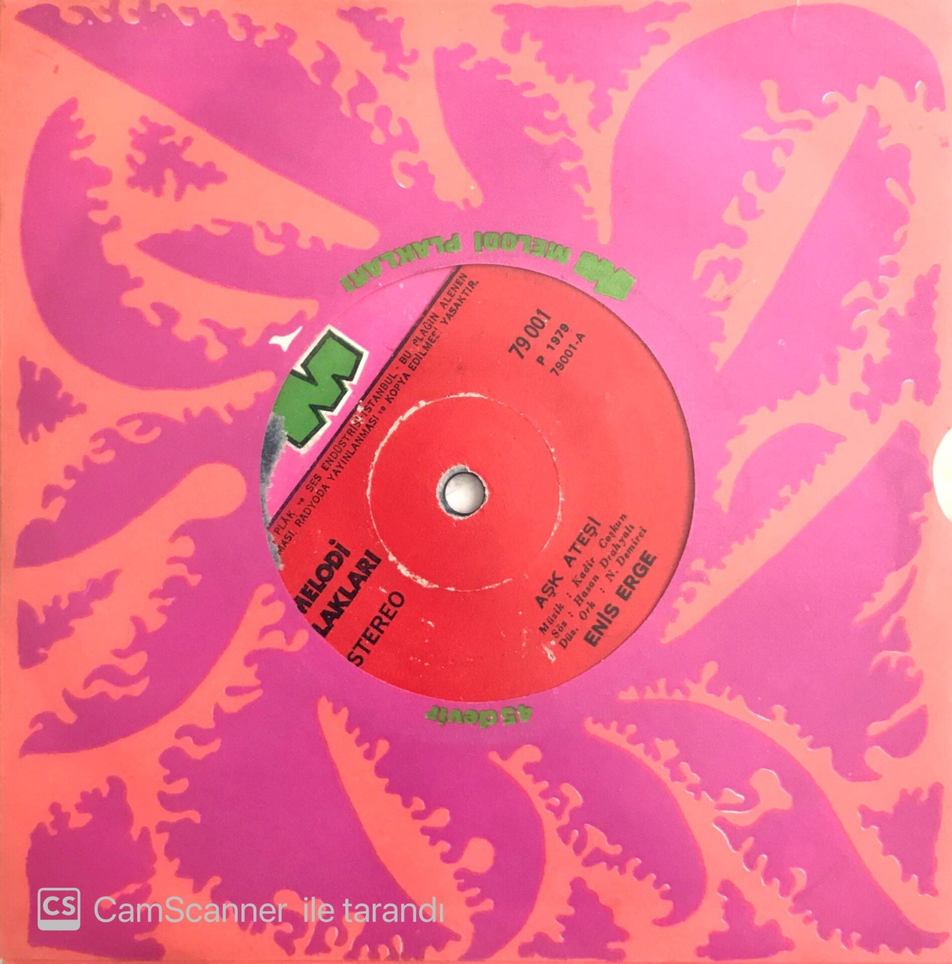 Enis Erge / Aşk Ateşi - Nazım Şerbetçioğlu / Hep Aldandım 45'lik