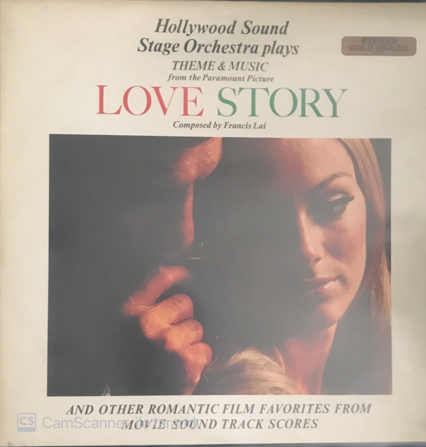 Hollywood Sound Stage Orchestra Plays Theme & Music From The Paramount Picture Love Story And Other Romantic Film Favorites From Movie Soundtrack Scores LP