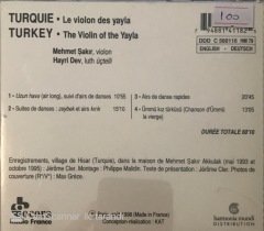 Turquie Le Violon Des Yayla CD